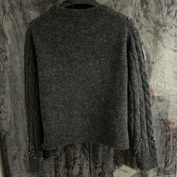 Women's Large Primark Grey Pearl Embellished Knitted Sweater ✨ - Picture 7 of 7